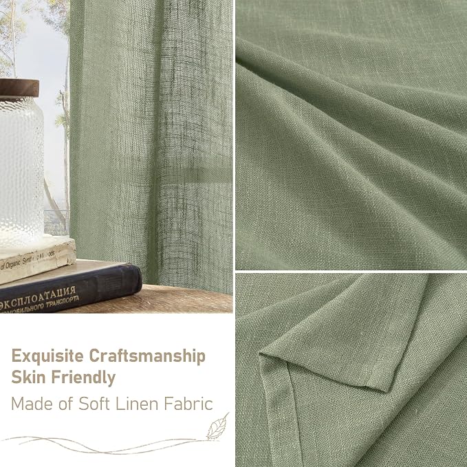 LAMIT Linen Blended Curtains 63 Inches Long, Soft Thick Linen Textured Light - Image 6