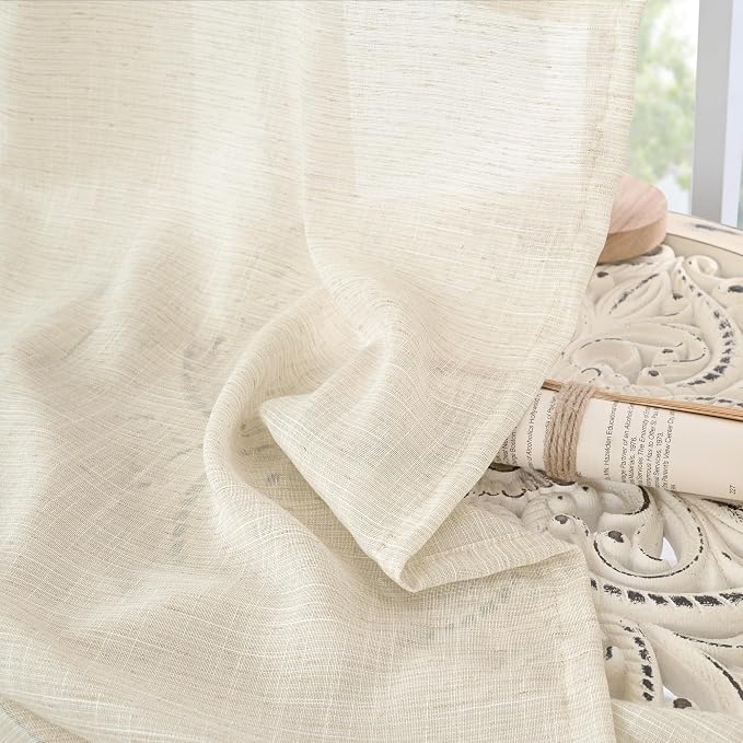 BGment Semi Sheer Linen Curtains 48 Inch Length - Image 8