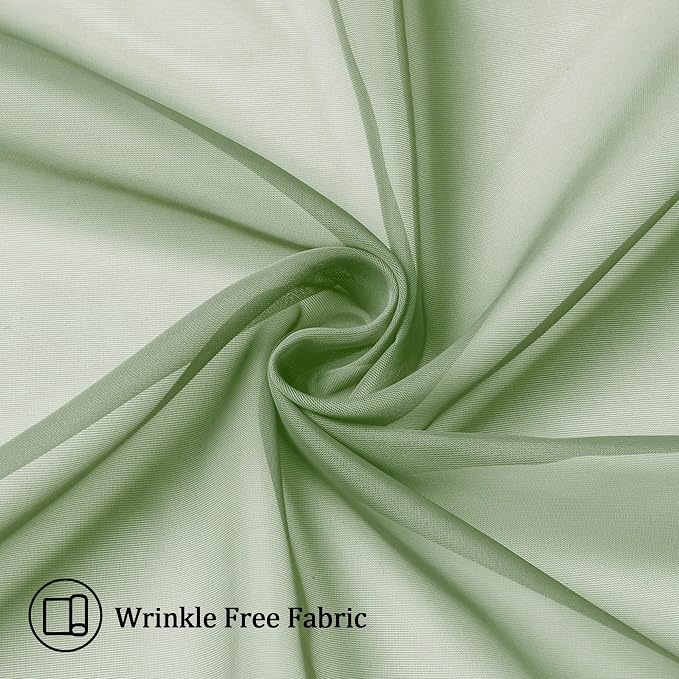 Aiyufeng Sage Green Sheer Curtains 63 inch Length 2 Panels Set - Image 7
