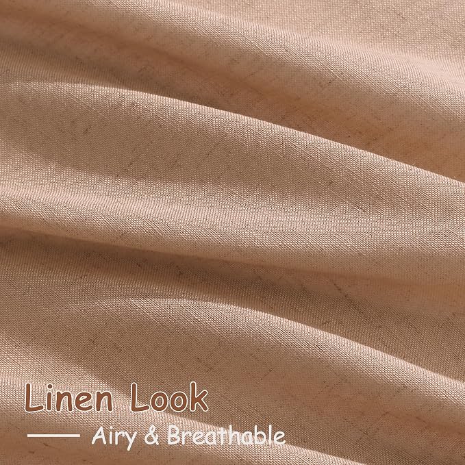 Extra Long Peach Linen Curtains 120 Inch - Image 3