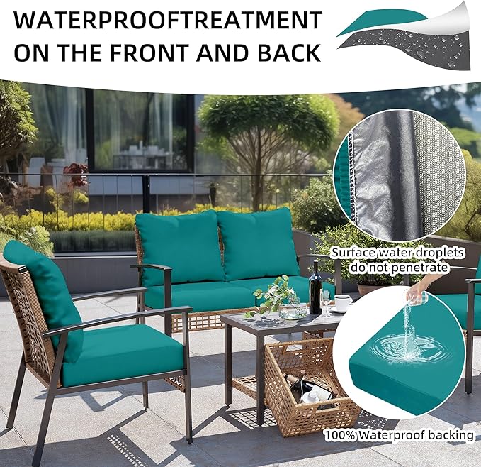 12Pcs Outdoor Cushion Covers, Patio Cushion Covers, Stretch Elastic Slipcovers - Image 4