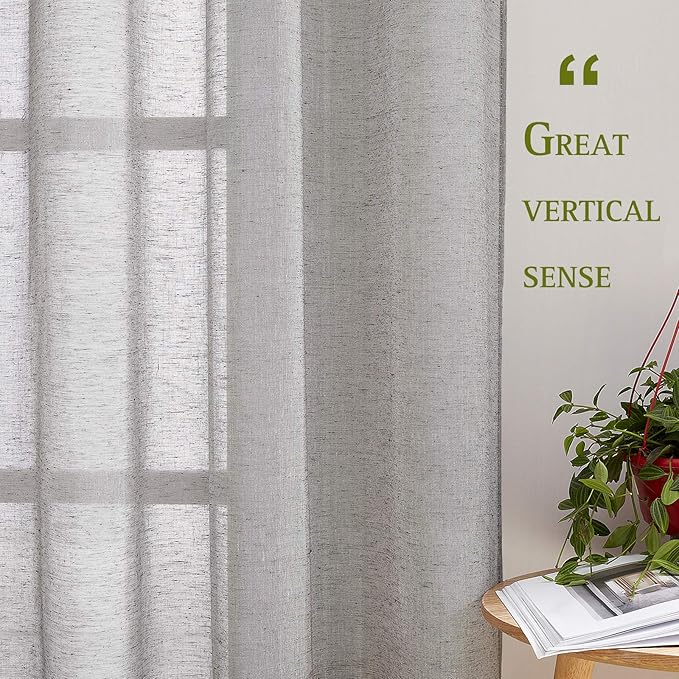 NICETOWN Sheer Curtains Open Linen Blend - Image 5
