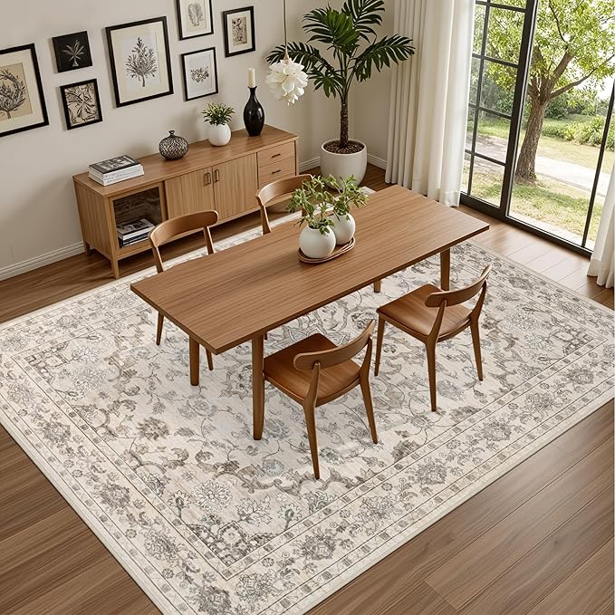 4x6 Area Rugs for Living Room: Washable Rug Soft Vintage Distressed Floral - Image 5