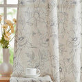jinchan Floral Linen Curtains for Living Room 63 Inch Length Grey Flower by JINCHAN