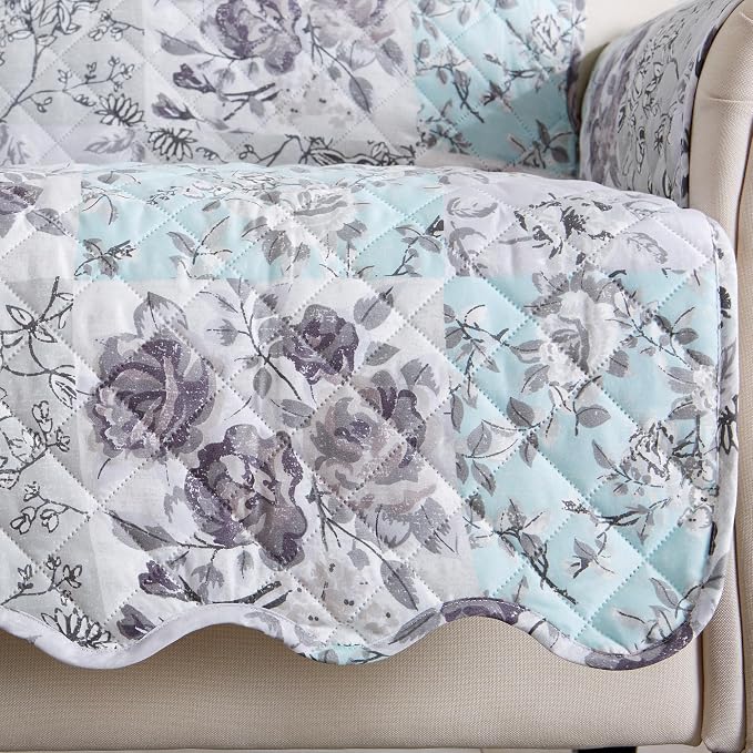 Great Bay Home Reversible Floral Patchwork Recliner Furniture Protector - Image 2