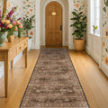 Brown Washable Long Runners for Hallways, 2x10 Wide Kitchen Runner Rug by HazoHaus