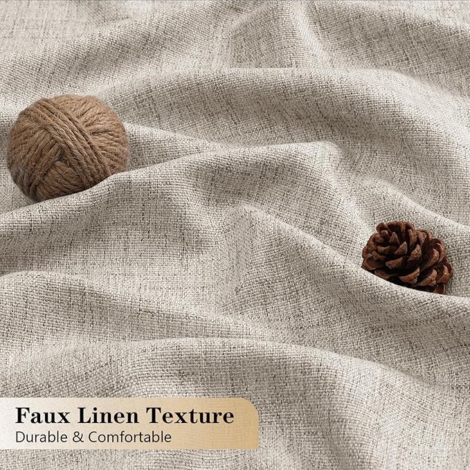 OVZME Valance for Windows, Light Filtering Faux Linen Textured Small Short - Image 4