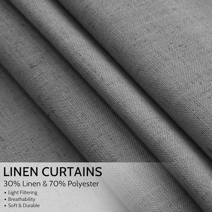 Nanspring Blazer Grey Curtains Linen Blend Light Filtering Back Tab Curtain 84 - Image 2
