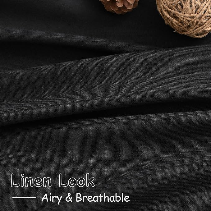 Nanspring Black Linen Curtains 30 Inch Length Short Kitchen, Privacy Linen - Image 6