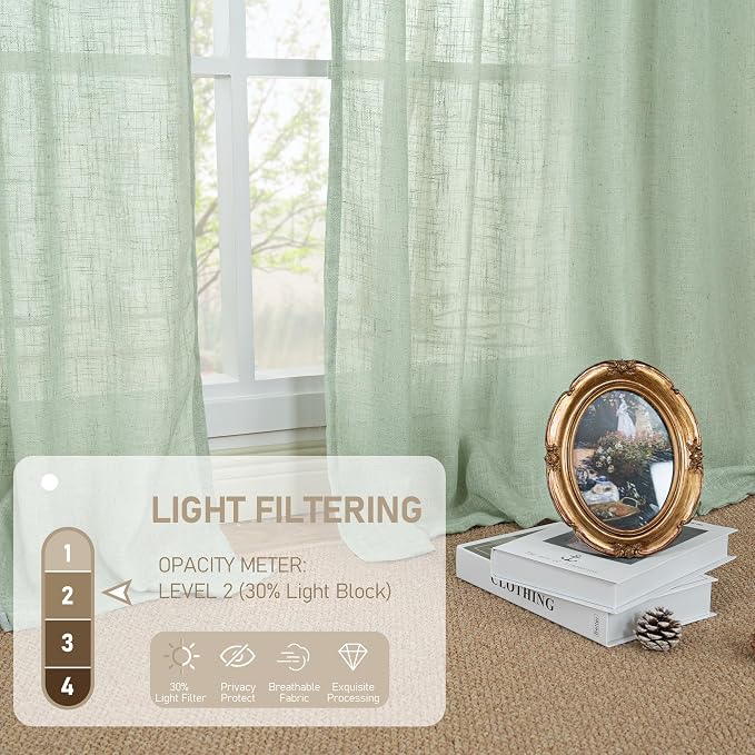 LAMIT Fresh Green Linen Curtains - Image 4