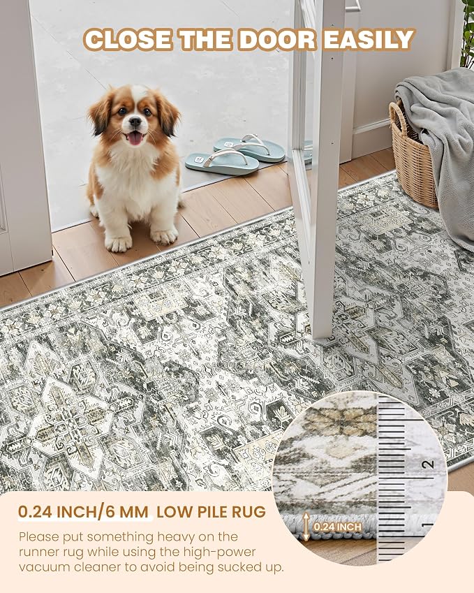 Runner Rug 2x10, Ultra-Thin Kitchen Rugs Non Slip Washable Rugs - Image 6