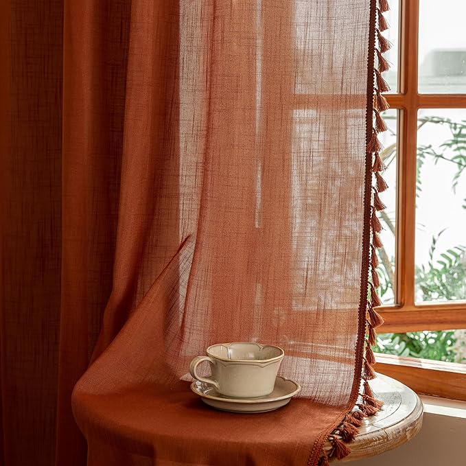 MYSKY HOME Semi Sheer Short Macrame Curtains by MYSKYHOME