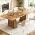LITTLE TREE Dining Table for 6 People, Wooden Dining Table, Rectangle Table with Heavy Duty Legs, Modern Dining Table for Kitchen, Dining Room, Light Brown