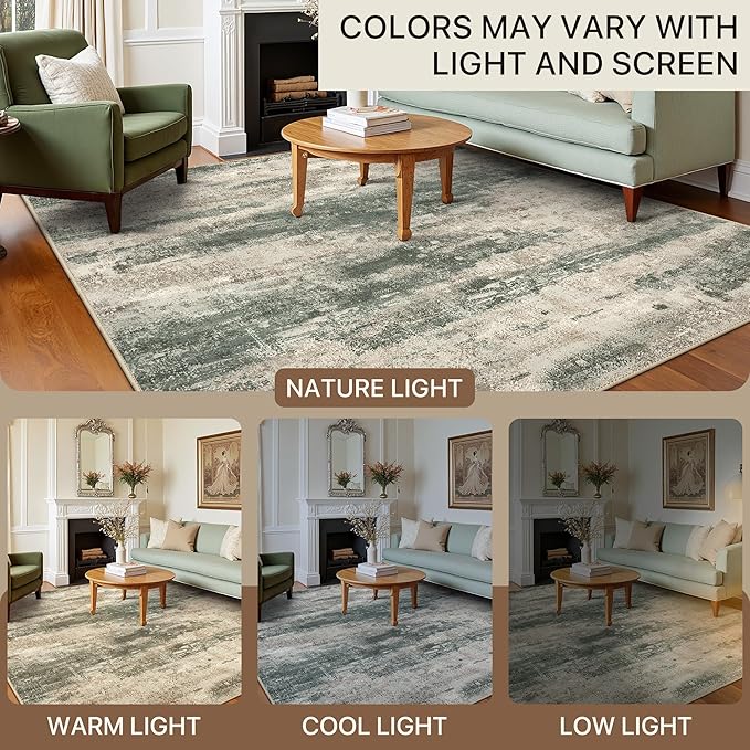Round Rugs 5FT for Living Room Bedroom, Modern Abstract Machine Washable Circle - Image 5