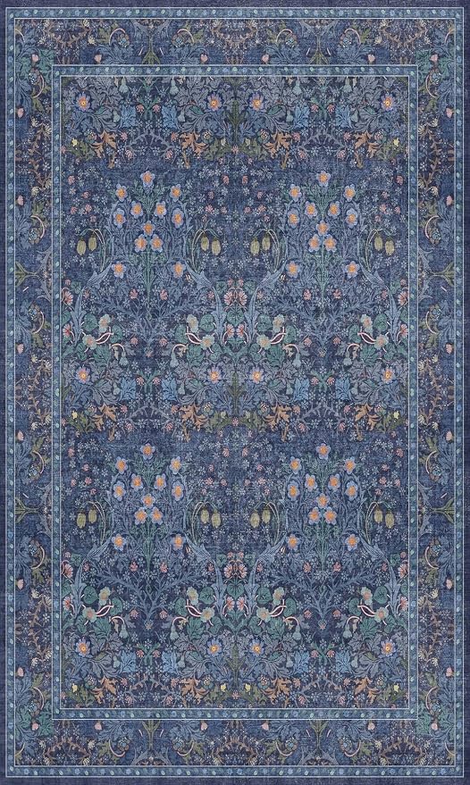 Vintage Dark Blue 3x5 Area Rugs - Image 2