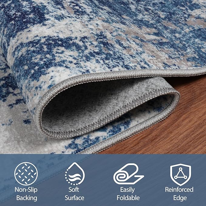 9x12 Area Rugs for Living Room Rug Washable: Abstract Large Rug for Dining Room - Image 3