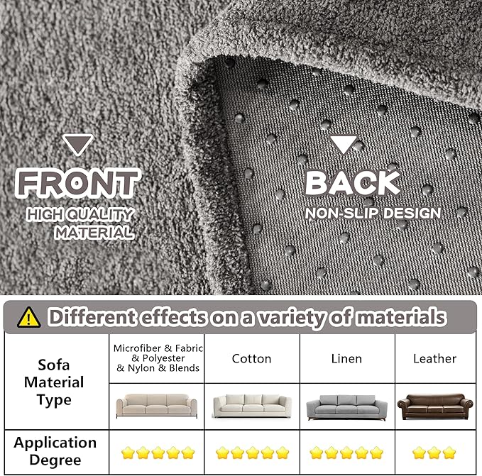 MYSKY HOME Couch Cover for 3 Cushion Couch Sofa, Couch Covers for Sofa, Dog Couch Protector, L Shape Sofa Cover Sofa Slipcovers Non-Slip Sofa Cover, Washable Furniture Cover for Pet, 71"x 150", Grey