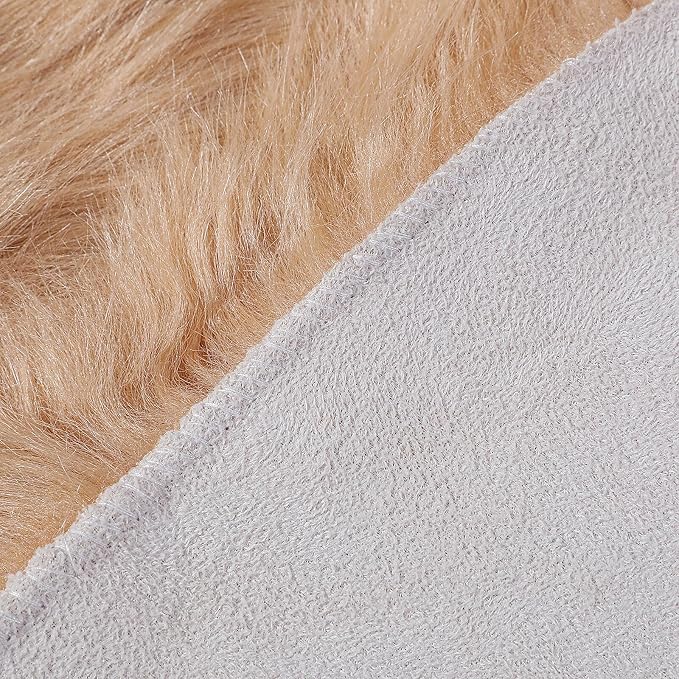 linmopm Faux Fur Rug Sheepskin Shag Fluffy Fuzzy Beige 2x6 ft Runner Rugs - Image 8