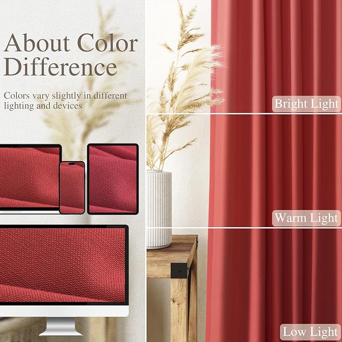 Nanspring Christmas Red Linen Curtains 96 Inches Long - Image 3