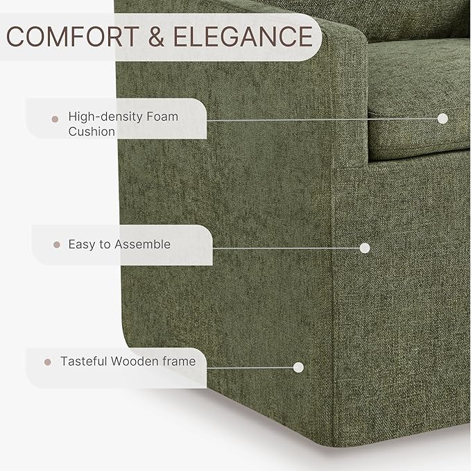 Upholstered Dining Chairs with Casters Easy Assembly Side Deskchair with Rollers for Diningroom Living Room, Green, 1 Box