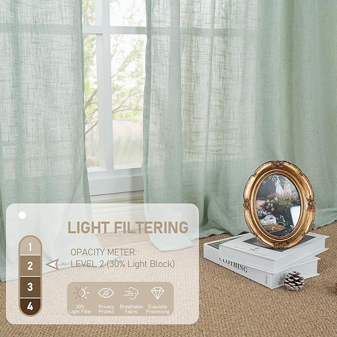 LAMIT Light Sage Linen Sheer Curtains - Image 4