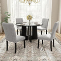 Merax 5-Piece Round Dining Table Set, Modern 4 Upholstered Chairs for Living,Kitchen Room, 43 Inch, Grey+Black