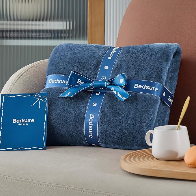 Bedsure GentleSoft Fleece Blanket California King Mineral Blue - Image 7
