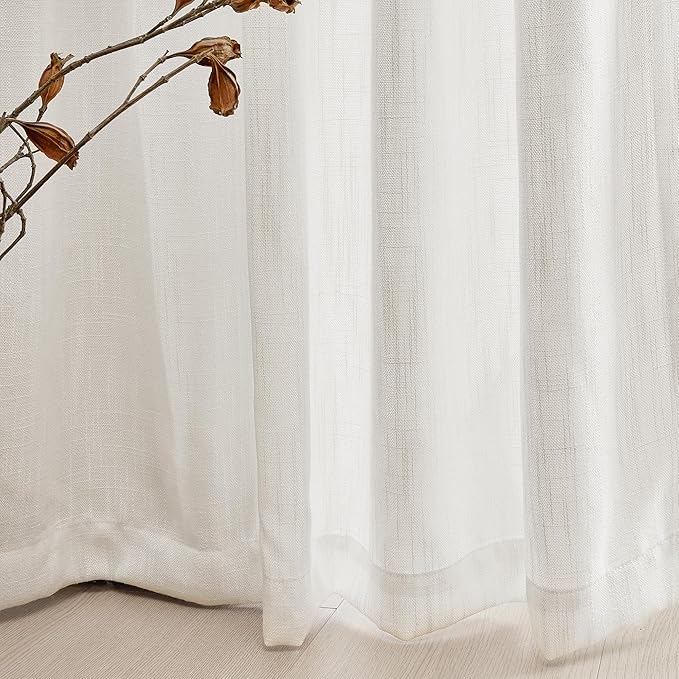 MYSKY HOME Curtains 63 Inch Length 2 Panels, Boho Curtains Sheer Light Soften - Image 5