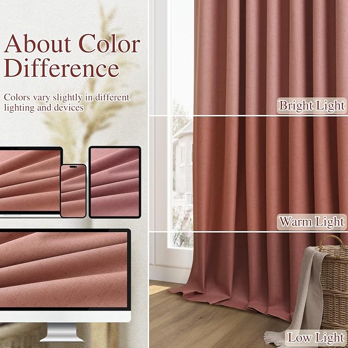 Guken 100% Blackout Curtains 120 Inch Length 2 Panels Set - Image 7