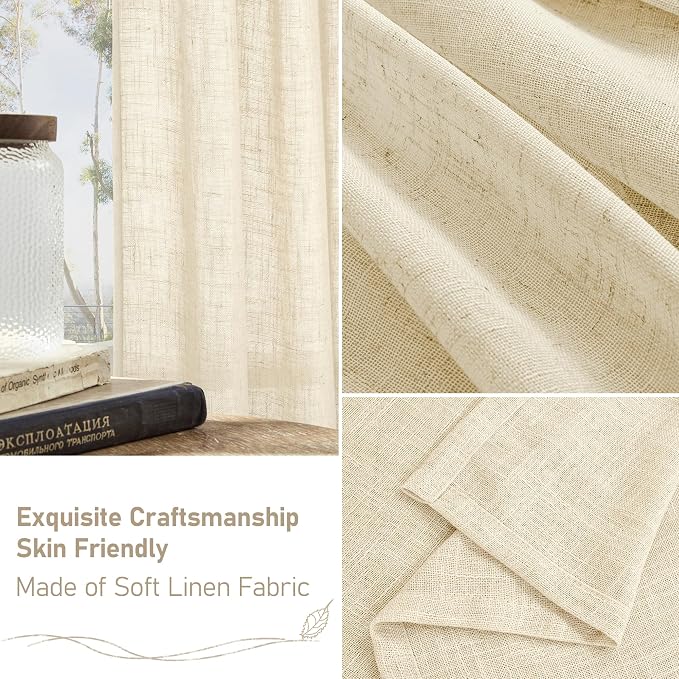 LAMIT Small Kitchen Linen Curtains 24 Inch Length 2 Panels, 34 x 24 Inch - Image 6