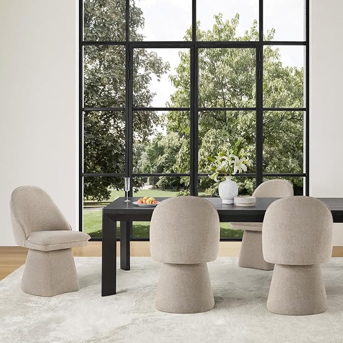 Swivel Dining Chairs Modern Desk Chair Upholstered Linen Fabric Side Chair for Kitchen Dining Room Bedroom,Khaki,2 Box