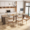 118" Extendable Dining Table for 6-10 Person, Wooden Folding Narrow Dining Room Table, Farmhouse Extendable Console Table for Gatherings, Meeting, Dining Office Areas Brown