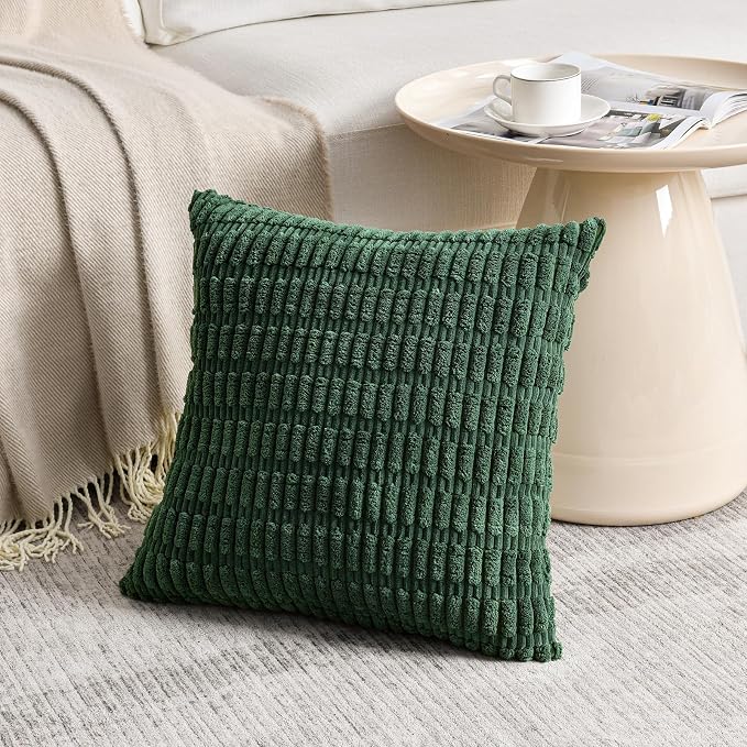 Fancy Homi 4 Packs Hunter Green Decorative Throw Pillow Covers 18x18 Inch - Image 2