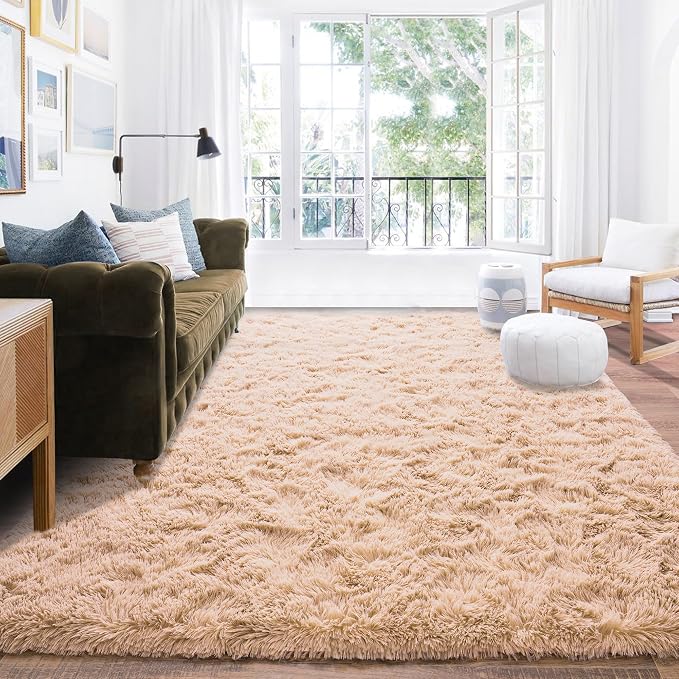 Camel Rugs for Bedroom, Soft Shaggy Modern Shag 4x6 Area Rug for Living Room - Image 9