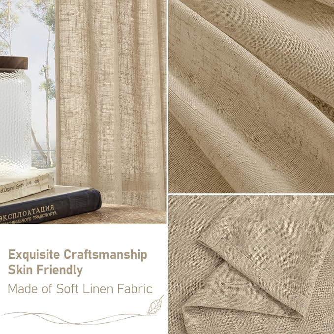 LAMIT Kitchen Linen Curtains 40 Inch Length, Soft Thick Light Filtering Bronze - Image 6