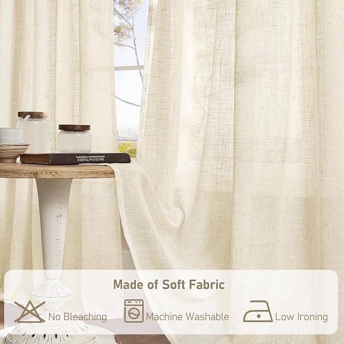 LAMIT Beige Linen Curtains 84 Inch - Image 9