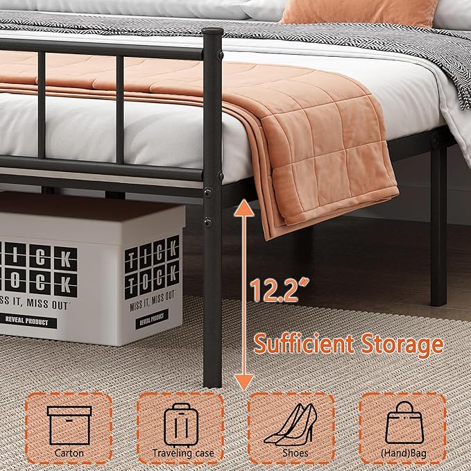 Twin XL Bed Frame-Classic Metal Platform Bed Frame,Mattress Foundation with Steel Slat Support,Under Foundation Storage,No Box Spring Needed, Easy Assembly,Twin XL Size