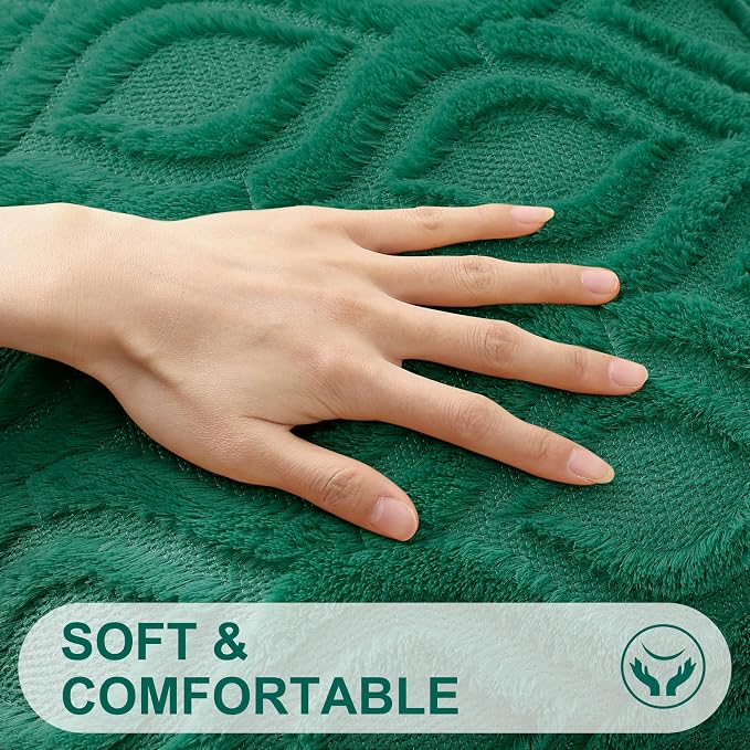 decorUhome Throw Pillow Covers 24x24 Inch Set of 2, Soft Plush Faux Wool Green - Image 2