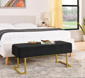 Modern Style Bedroom Double Seat Bench, Cushioned Bed end Stool, Living Room Sofa Stool, Footstool with Golden Iron Legs, Suitable for Bedroom and Living Room (Black, 39.37"x15.74"X16.53")