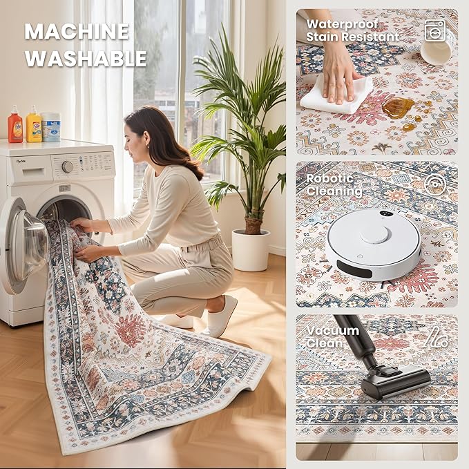 zesthome 7x9 Area Rugs for Living Room, Non-Slip Backing Washable Rugs - Image 5