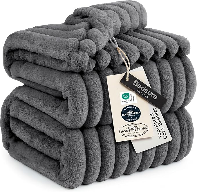 Bedsure GentleSoft Frost Gray Fleece Blanket by BEDSURE