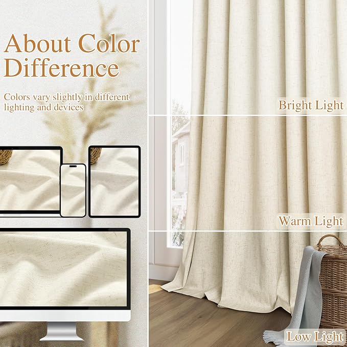 Guken 100% Blackout Curtains 108 Inch Length 2 Panels Set - Image 7