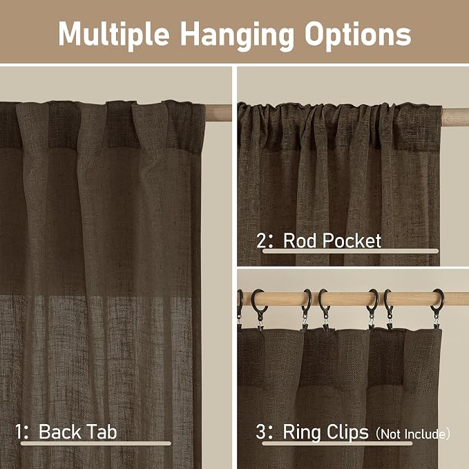 LAMIT Sheer Linen Curtains 63 Inch - Image 3