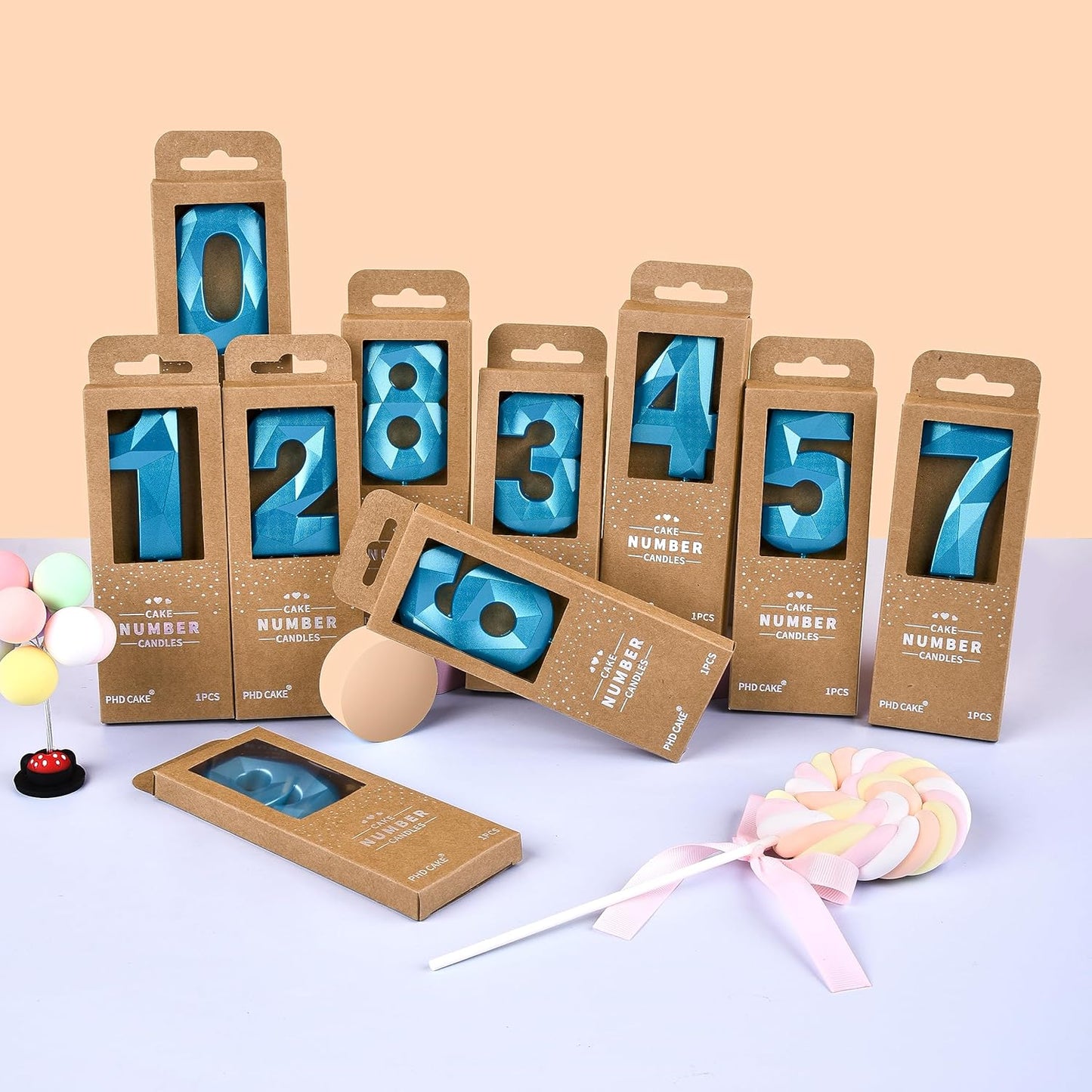 PHD CAKE 2.76 Inch Crystal Blue 9 Number Birthday Candles, Blue Number Candles, Cake Number Candles, Party Celebration