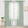 DWCN Bean Green Sheer Curtains Semi Transparent Voile Rod Pocket Curtains by DWCN
