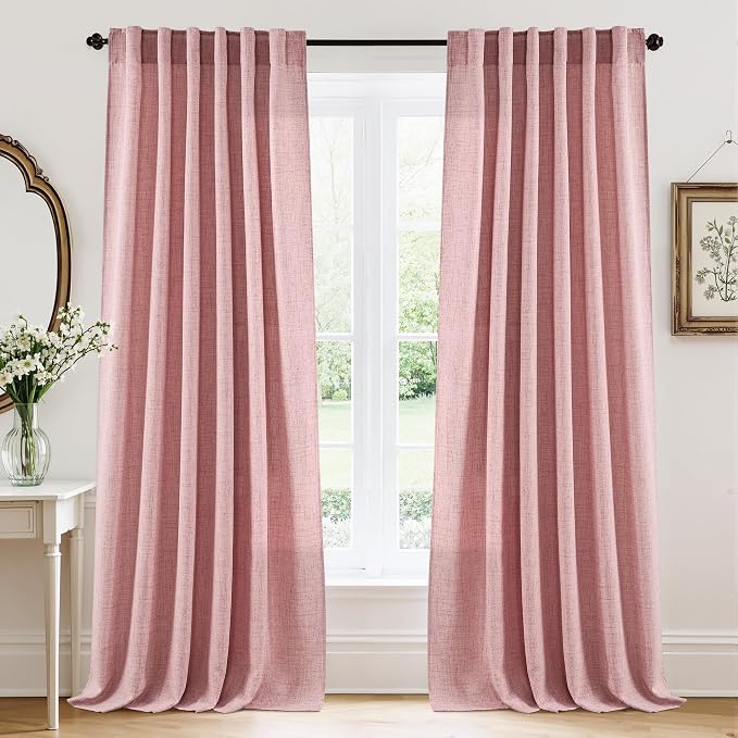 RYB HOME Living Room and Dining Room Curtains and Drapes Linen Sheer, Light by RYBHOME