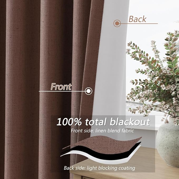 Guken 100% Blackout Curtains 120 Inch Length 2 Panels Set - Image 4