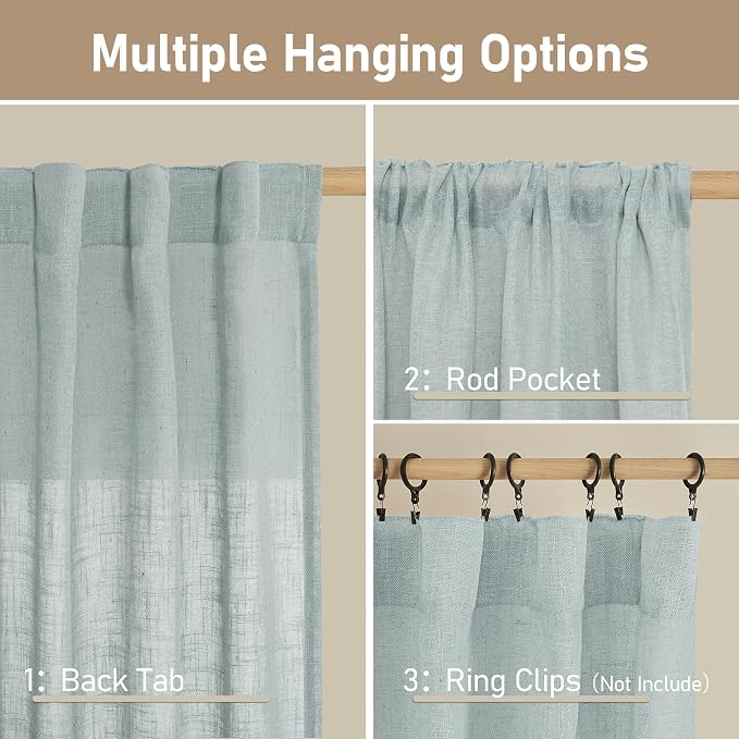 LAMIT Linen Blended Curtains for Bedroom, Faux Linen Textured Light Filtering - Image 3