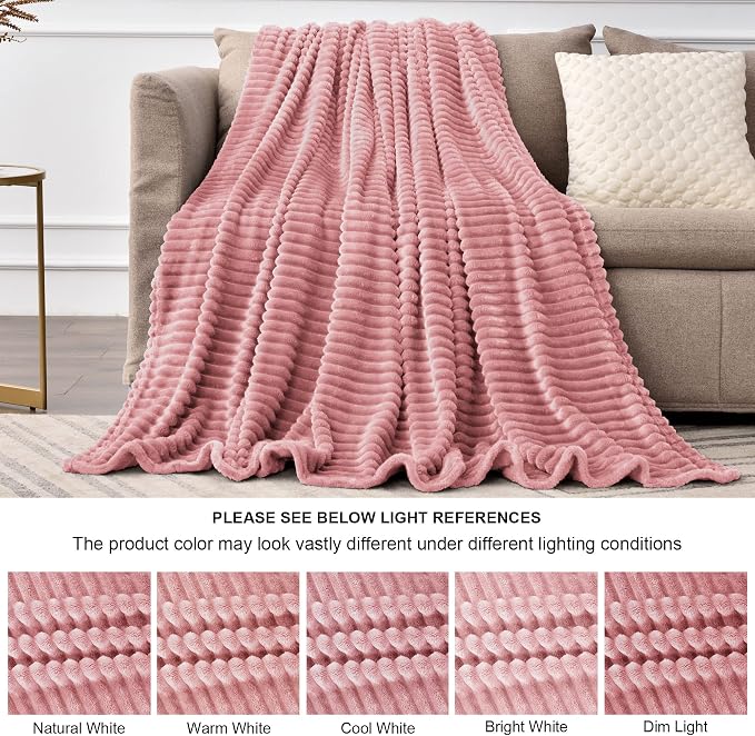 BEDELITE Fleece Blanket Queen Size – 3D Ribbed Jacquard Soft and Warm - Image 8