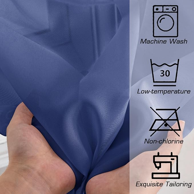 OWENIE Sheer Curtains 54 Inch Length 2 Panels Set, Royal Blue Clear Sheer Short - Image 3
